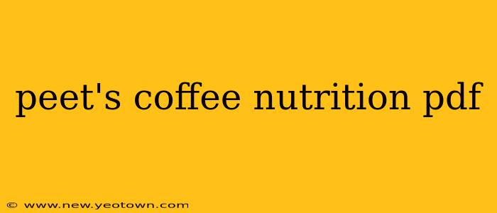 peet's coffee nutrition pdf