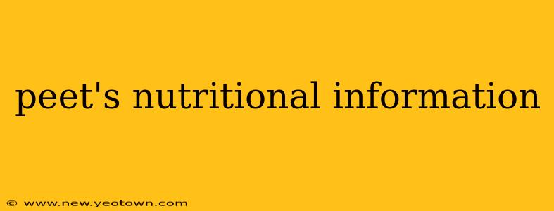 peet's nutritional information
