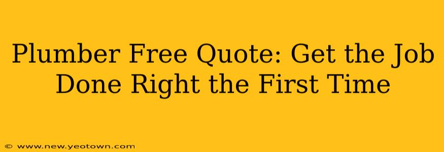 Plumber Free Quote: Get the Job Done Right the First Time