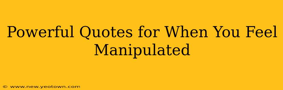 Powerful Quotes for When You Feel Manipulated
