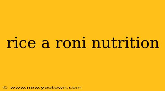rice a roni nutrition