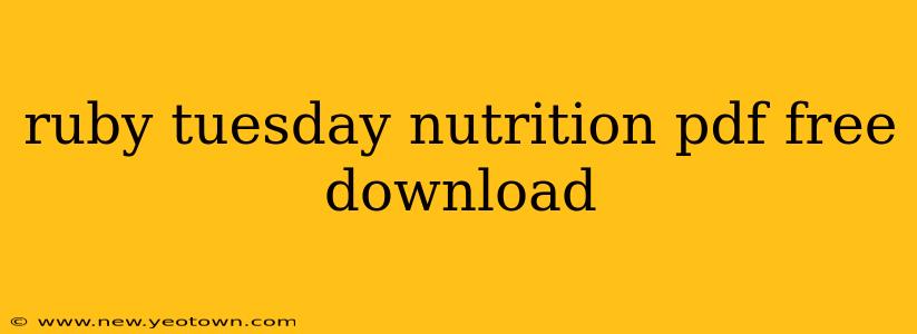 ruby tuesday nutrition pdf free download