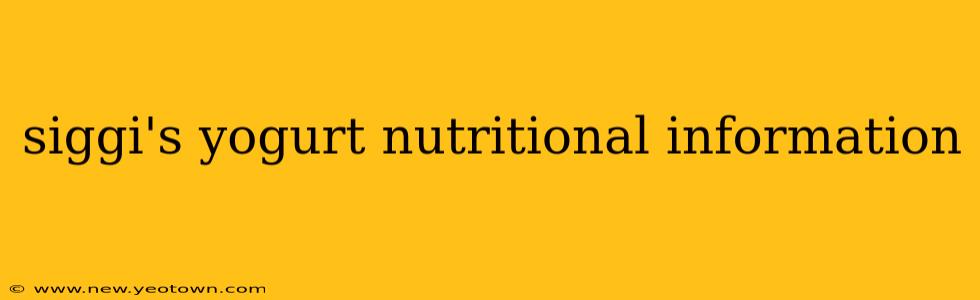 siggi's yogurt nutritional information
