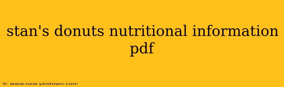 stan's donuts nutritional information pdf