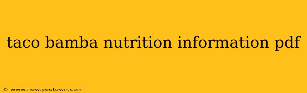 taco bamba nutrition information pdf