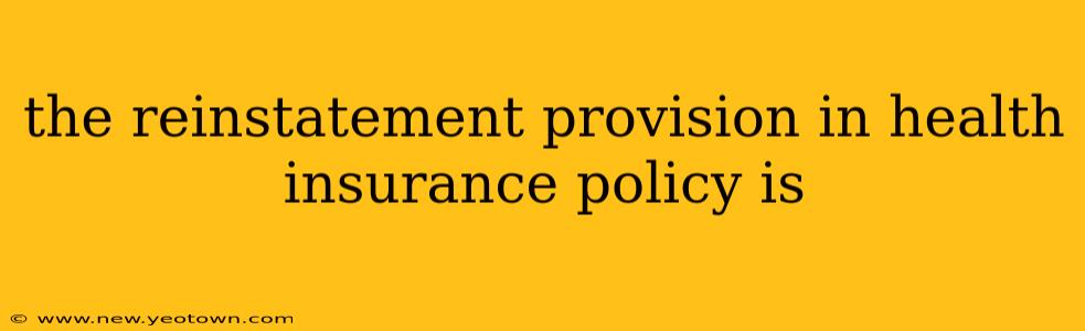 the reinstatement provision in health insurance policy is