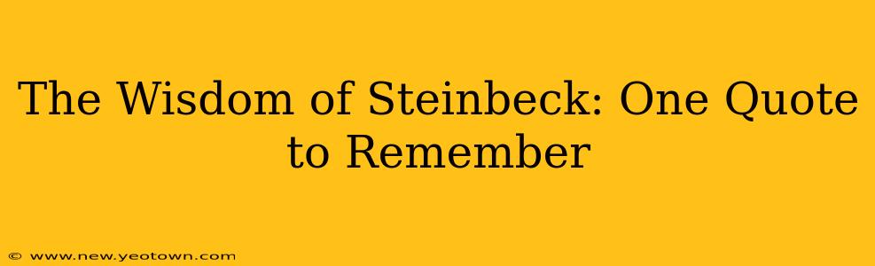 The Wisdom of Steinbeck: One Quote to Remember