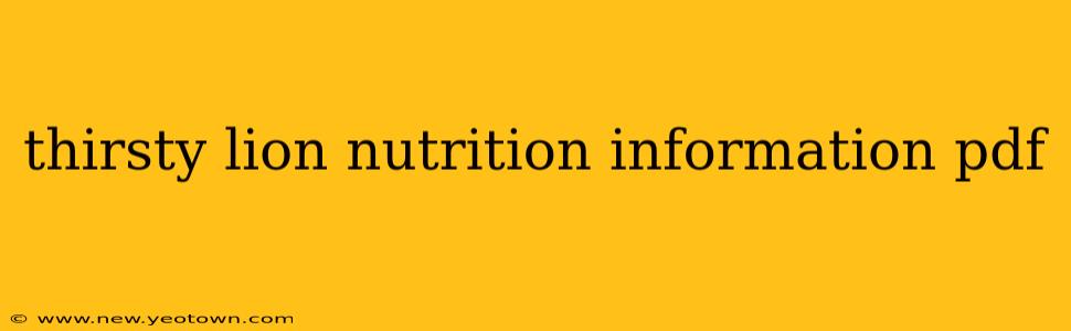 thirsty lion nutrition information pdf