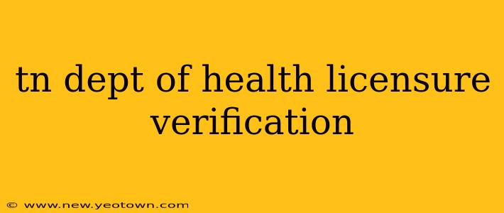 tn dept of health licensure verification