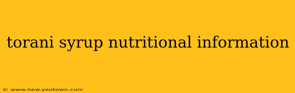 torani syrup nutritional information