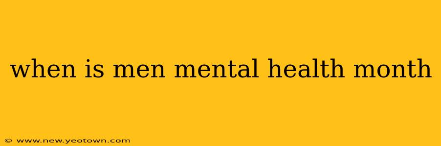 when is men mental health month