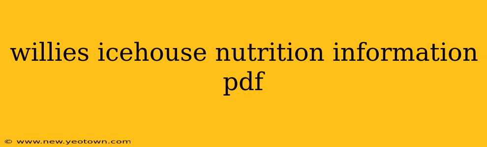 willies icehouse nutrition information pdf