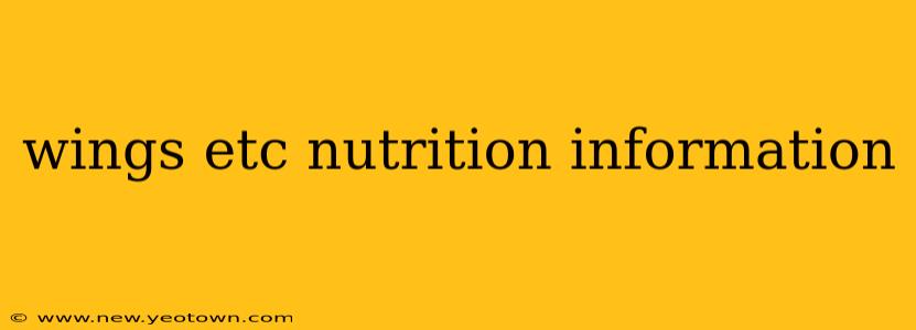 wings etc nutrition information